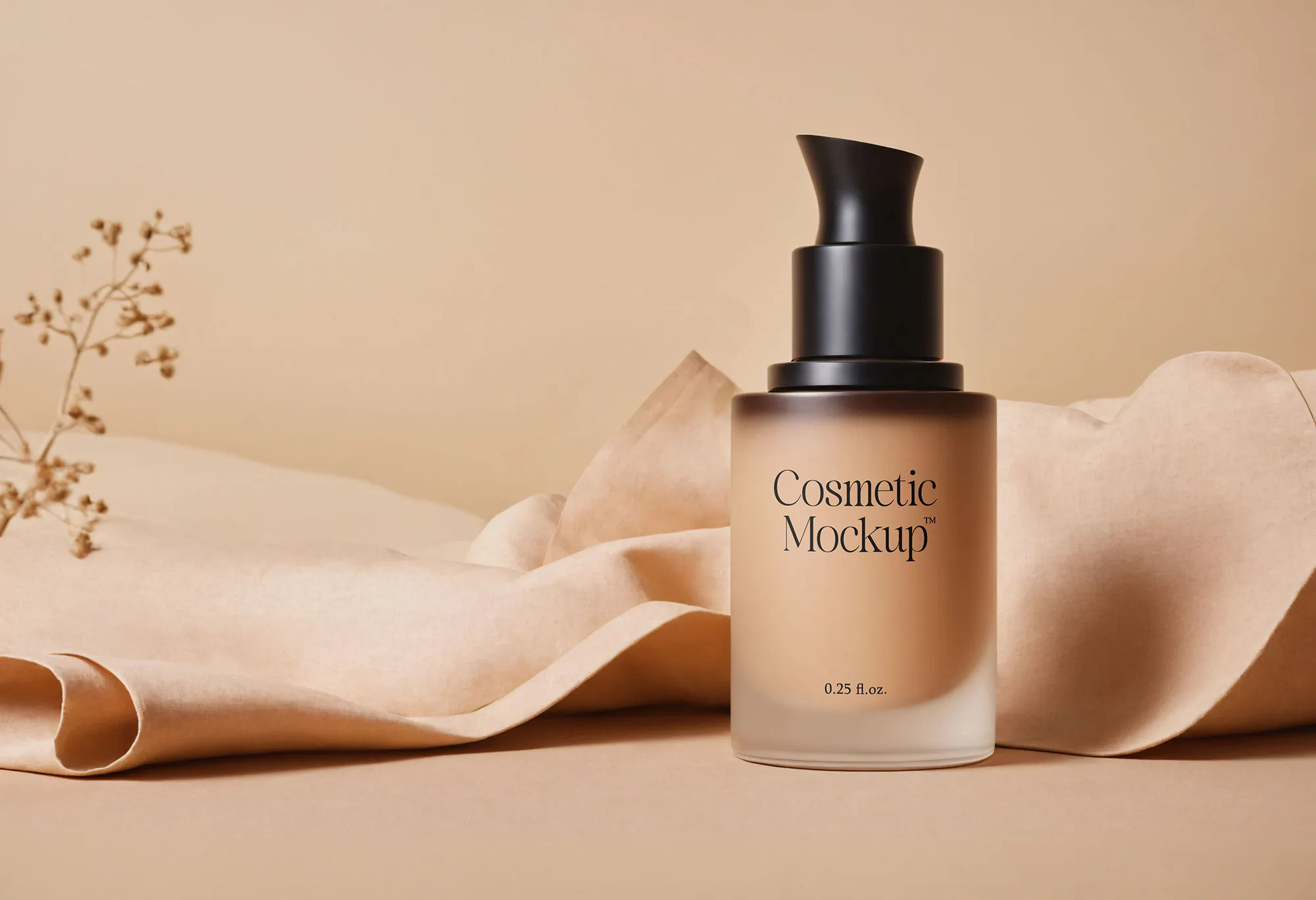 Cosmetic Bottle Mockup with Fabric 1