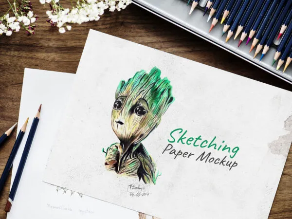 Couple of Sketching and Drawing Papers Mockup 1