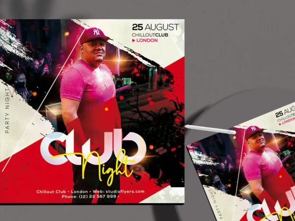 Cream Red Modern Nightclub Flyer Instagram Template 1