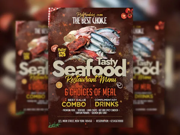 Creative Appetizing Seafood Restaurant Flyer Template 1