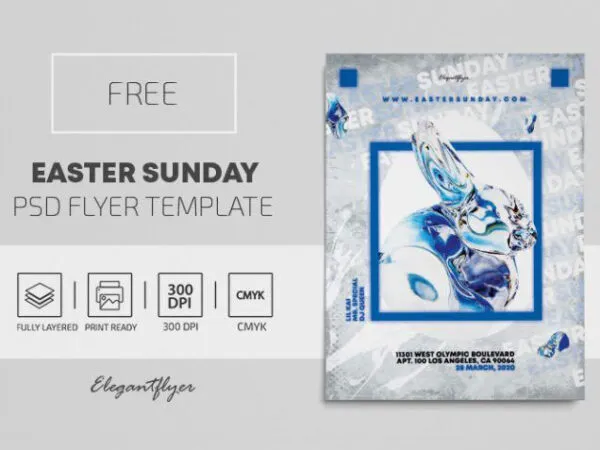 Creative Border Blue Easter Flyer Template 1