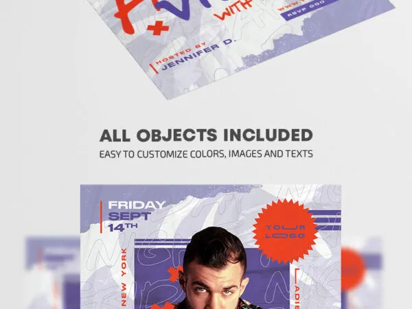 Creative Border DJ Party Flyer Template 1