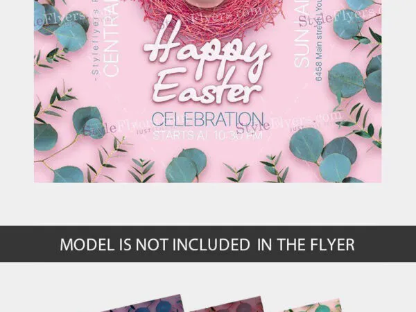 Creative Border Leafy Easter Flyer Template 1