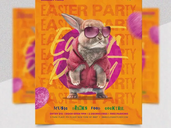 Creative Cartoon Easter Party Flyer Template 1
