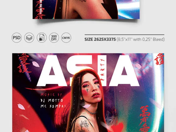 Creative Colorful Asia Club Party Flyer and Facebook Cover Templates 1