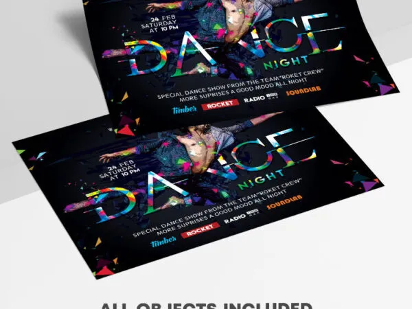 Creative Colorful Border Dance Night Flyer Template 1