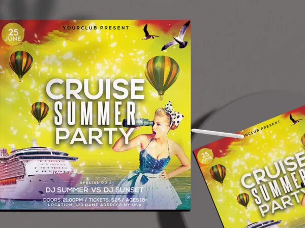 Creative Colorful Cruise Summer Party Flyer Template 1