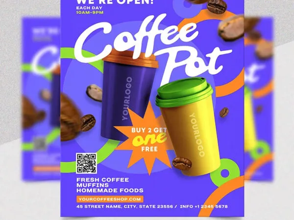 Creative Dynamic Coffee Shop Flyer Template 1