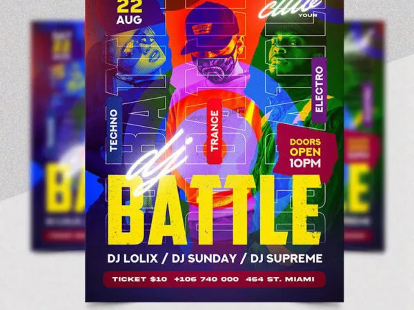 Creative Futuristic DJ Battle Flyer Template 1