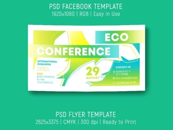 Creative Geometric Corporate and Conference Flyer and Facebook Cover Templates 1