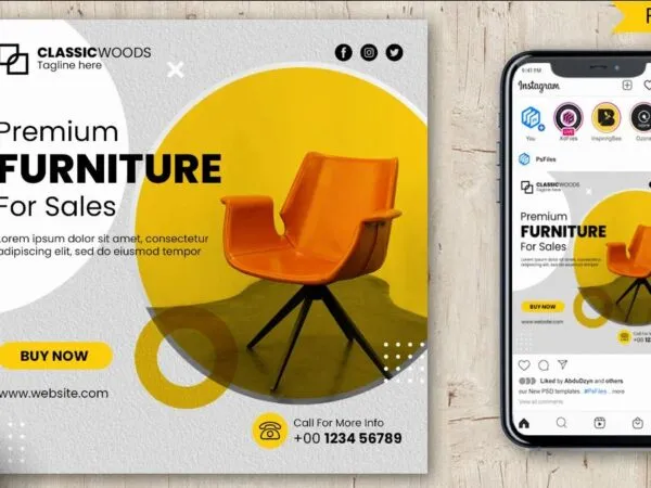 Creative Geometric Furniture Sale Flyer Instagram Post Template 1