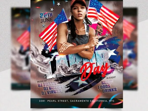 Creative Grunge Labor Day Flyer Template 1