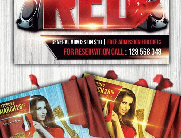 Creative Hipster Red Party Club Flyer Template 1