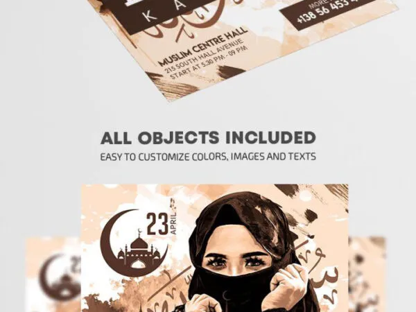 Creative Illustrated Border Ramadan Kareem Flyer Template 1