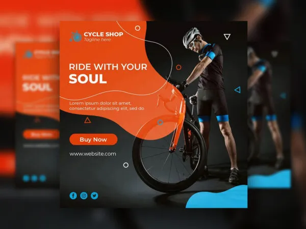 Creative Online Cycle Shop Flyer Instagram Post Template 1