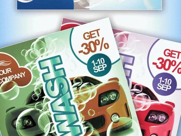 Creative Playful Bubble Car Wash Flyer Template 1