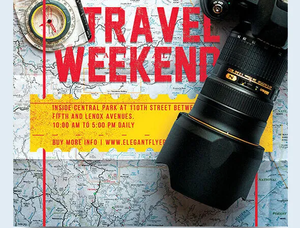 Creative Professional Travel Weekend Flyer Template with Facebook Cover 1