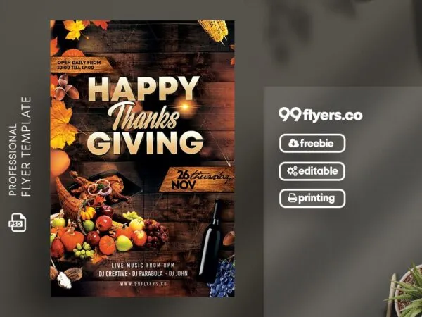 Creative Thanksgiving Day Flyer Template 1