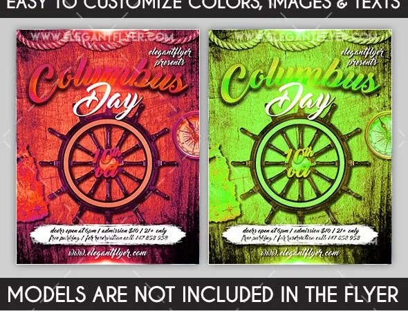 Creative Vintage Columbus Day Flyer and Facebook Cover Templates 1