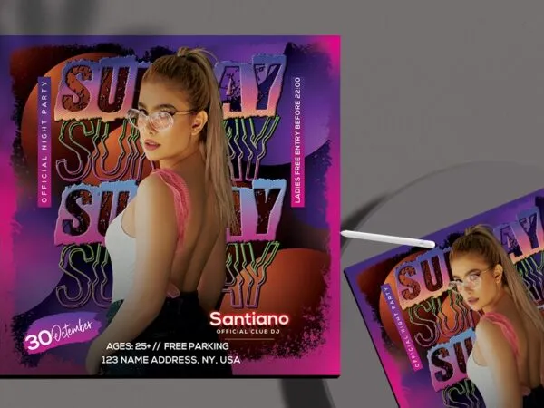 Creative and Fun Girls Club Party Instagram Flyer Template 1