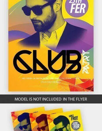 Creative and Geometric Club Party Flyer Template 1