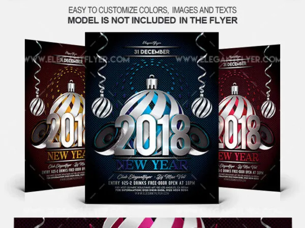 Creative and Illustrated New Year Flyer Template Plus a Facebook Cover 1