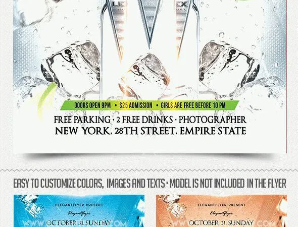 Creative and Light Vodka Party Flyer Template Plus a Facebook Cover 1