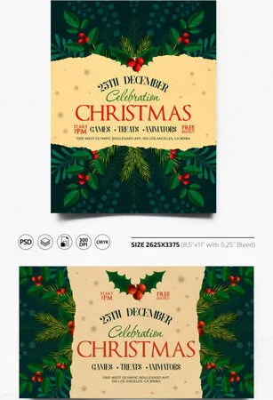 Creative fun Christmas Flyer and Facebook Cover Templates 1