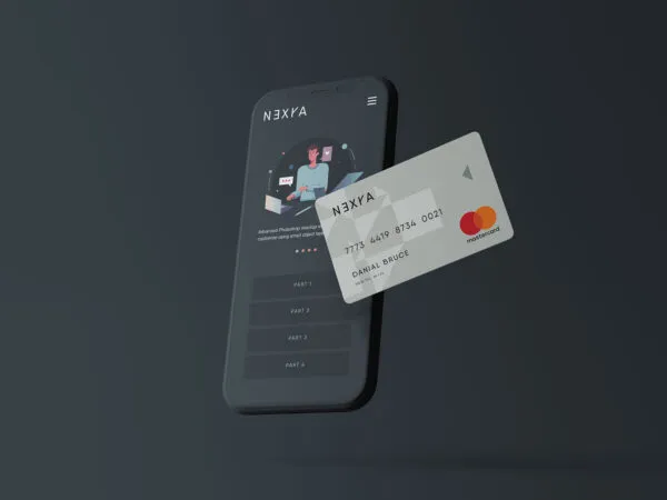 Credit Card Placed on a Smartphone Showcase Mockup 1