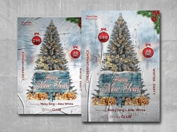 Crumpled New Year Party Flyer Template 1