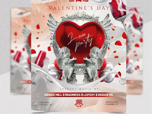 Cupid Heart Valentines Day Flyer Template 1