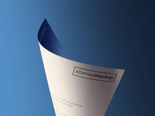 Curled A4 Letterhead Paper Mockup 1