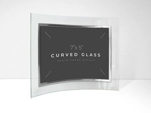 Curved Glass Photo Frame Mockup with Simple Background 1