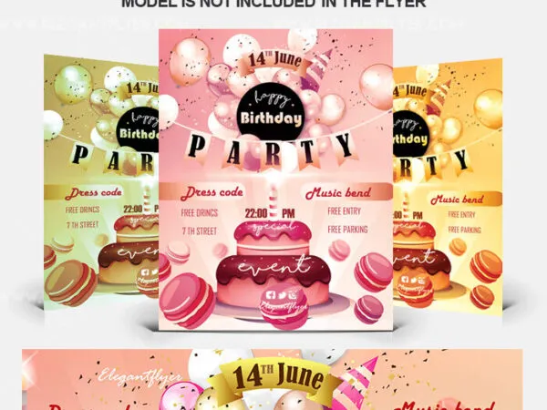 Cute Colorful Birthday Party Flyer Template and Facebook Cover 1