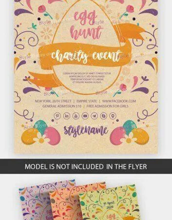 Cute Colorful Easter Egg Hunt Holiday Event Flyer Template 1