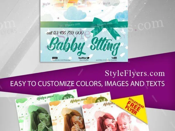 Cute Happy Baby Sitting Flyer Template 1