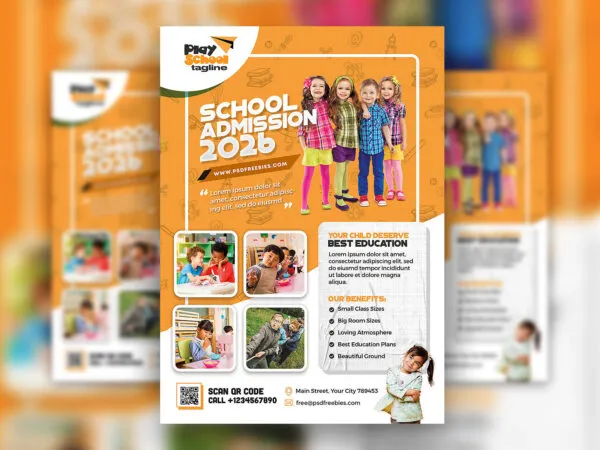 Cute Kids School Education Admission Flyer Template 1