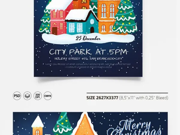 Cute Painted Christmas Flyer Template 1