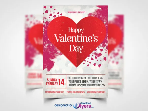 Cute Valentines Day Party Flyer Template 1