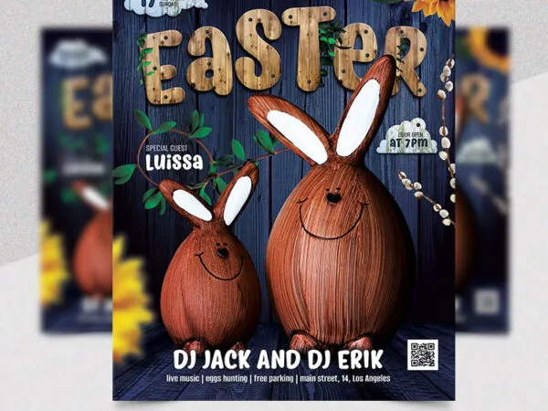 Cute and Creative Easter Party Flyer Template 1