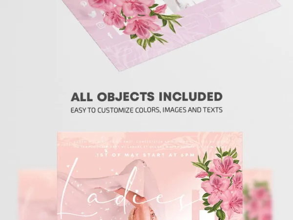 Cute and Floral Ladies Night Flyer Template 1