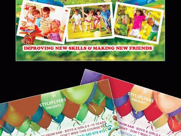 Cute and Fun Kids Summer Camp Flyer Template 1
