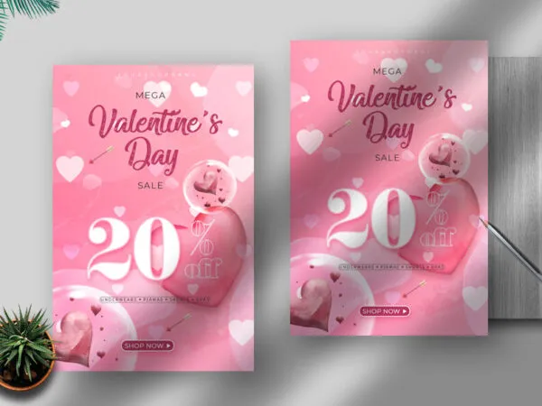 Cute and Pink Valentines Day Sale Flyer Template 1