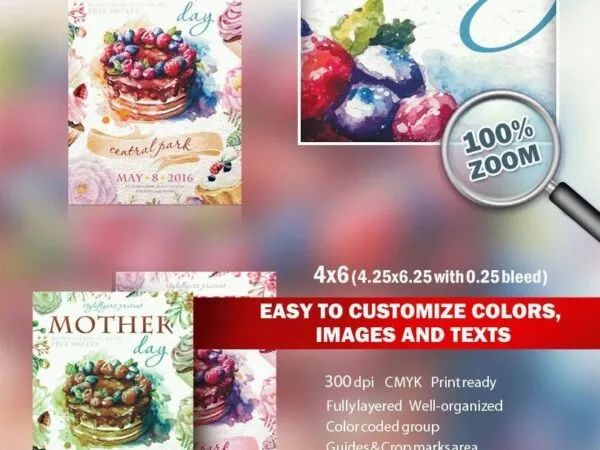 Cute and Water Color Mothers Day Flyer Template 1