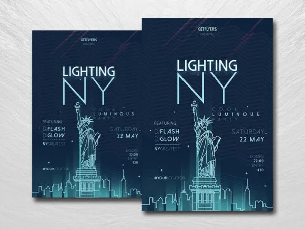 Cyan Neon Nightclub and Concert Flyer Template 1