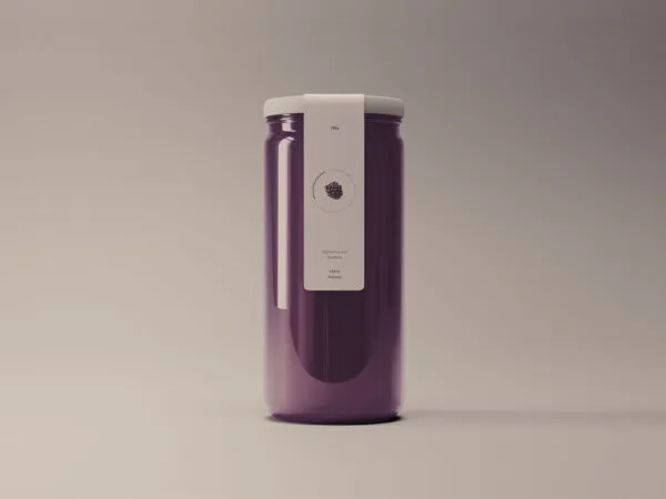Cylindrical Tall Glass Jar with Label Mockup 1