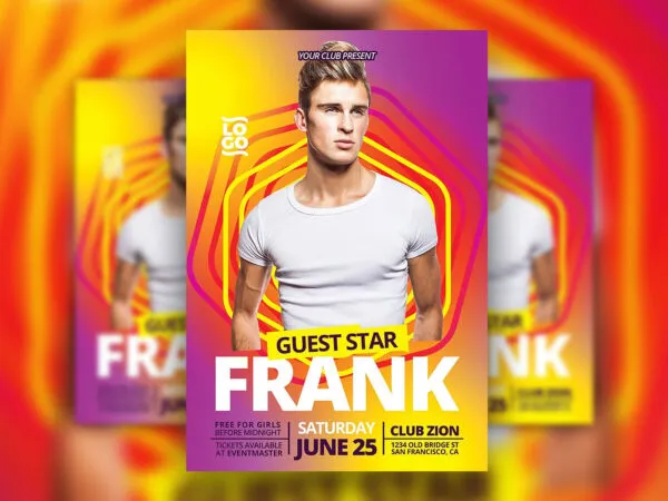 DJ Announcement Flyer Template Filled with Warm Colors 1