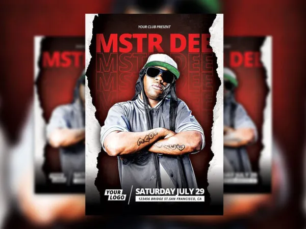 DJ Artist Music Event Ripped Style Flyer Template 1