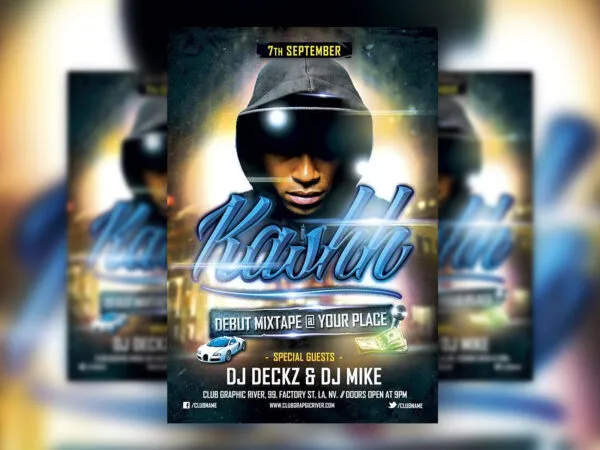 DJ Club Flyer Template with Hip Hop Theme 1