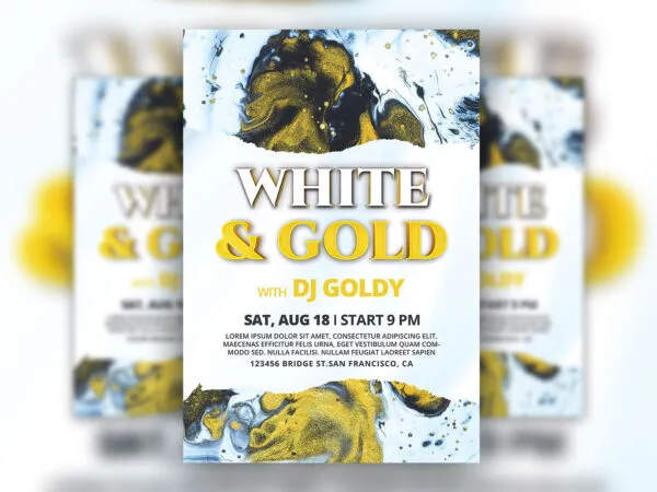 DJ Flyer Template Featuring Golden and White Snowy Theme 1